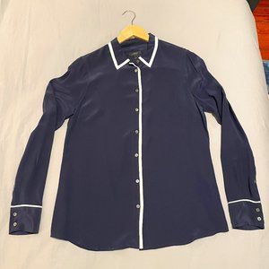 Like New J.Crew Navy Silk Tipped Boy Shirt, Size 6